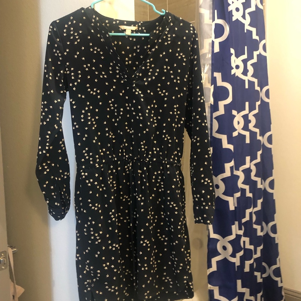 Navy white bird dress - Banana Republic